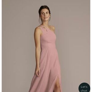 David's Bridal Pink One-Shoulder dress